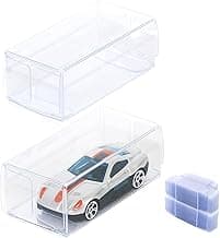 100Pcs Clear Display Case, Assemble Countertop Display Box, Cube Organizer Stand Dustproof Protector Box Showcase for Action Figures Toys Collectibles, 1/64 Scale Model Car image