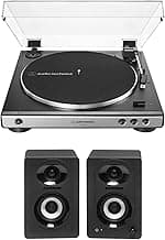Audio-Technica AT-LP60X Fully Automatic Belt-Drive Stereo Turntable (Gunmetal) Bundle with Bluetooth Studio Monitors - Pair (2 Items)