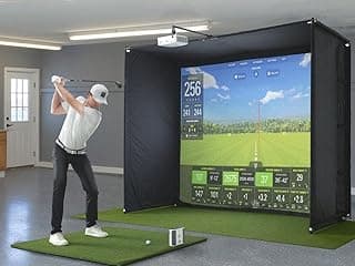 SkyTrak ST+ Golf Simulator – Ultimate Studio Package | Home Golf Simulator with Launch Monitor, Mat, Net & Screen