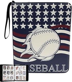 Baseball Card Binder 900 Cards Storage Removable 50 Pages Double 9 Pockets Cards Holder Zipper Pocket Ring Sleeves Album Fits Sports Football Storage Trading Card Protectors Case