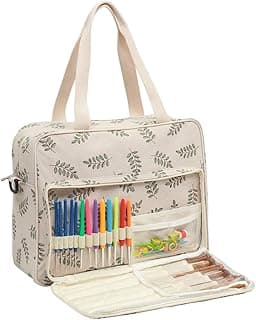 Becko US Yarn Bag Crochet Bag Knitting Bag Yarn Tote Organizer for Projects, Yarn Balls, Crochet Hooks, Knitting Needles, Stitch Holders and Other Accessories image