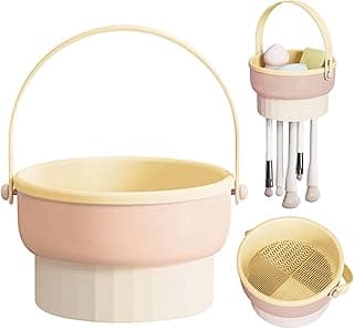 2-in-1 Makeup Brush Cleaner,Multifunctional Silicone Makeup Brush Cleaning Mat Bowl of Lightweight&Compact Design,Cosmetic Brush Cleaning Tool Organizer for Storage&Air Drying ﻿(COLOR:Khaki) image