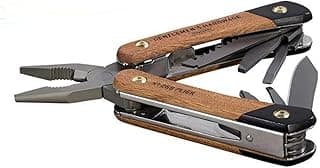 Gentlemen’s Hardware Wood-Handled Multi-Tool,12-in-1, Pliers, Knife, Wire Cutters, Screwdriver, Bottle Opener, File image