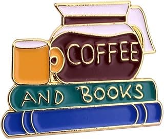 Coffee and Books Enamel Pin Brooch Cute Label Pins for Book Lovers Readers Accessories image