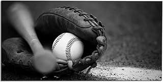 Black and White Baseball Wall Art Man Cave Sports Poster Print Gym Artwork Sport Themed Picture for Boy Bedroom Wall Decor Large Size Framed 20x40inch image