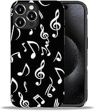 Compatible with iPhone 16 Pro Case, Music Note Pattern Print Matte Phone Case Durable Fashion Funny Liquid Silicone Case Soft Anti-Scratch Shockproof Protective Cover