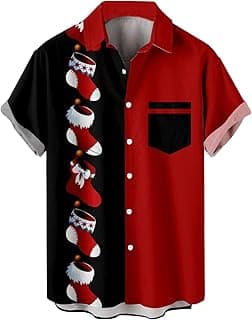 Hawaiian Shirt Mens Christmas Santa Claus Party Aloha Holiday Beach Short Sleeve Shirts Casual Button Down Vacation Top image