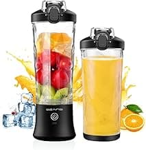 Portable Blender, Personal Blender for Shakes and Smoothies with 20 Oz Travel Cup and Lid, Mini Personal Size Blender with 6 Blades and USB Rechargeable for Gym, Kitchen and Outdoors (Black) image