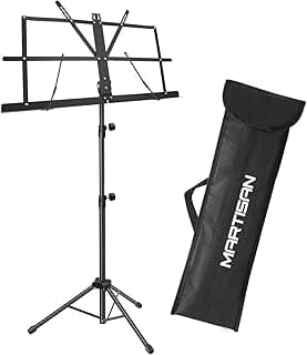 Sheet Music Stand Holder/Portable Folding Music Stand Super Sturdy Adjustable Height Tripod Base Metal Music Stand, Lightweight & Compact for Storage or Travel with Carrying Bag image
