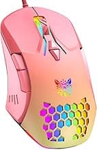 Gaming Mouse, Wired PC Mouse with RGB Backlit, 6 Adjustable DPI, Ergonomic Office Laptop Mouse, Computer Gamer Mouse with Side Buttons for Windows/Mac/Linux/Chrome, Honey Pink image