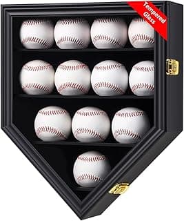 Baseball Display Case 12 Baseball Holders for Balls Display Baseball Display Wall Cabinet for Collection Autographed Baseball image