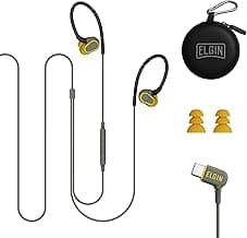 Elgin Rumble Wired Earplug Headphones, 27 dB NRR Waterproof Hearing Protection Earbuds w/Noise-Canceling Mic & in-Line Controller, OSHA Compliant, ANSI Certified, Kevlar Reinforced Cable, IP67, USB-C