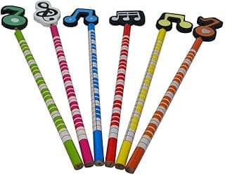 Music Themed Pencils with Cute Cartoon Musical Instruments Patterns Artist Pencil set (Music Note) image