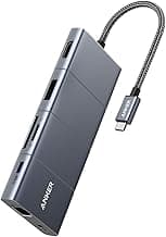 Anker USB C Hub, PowerExpand 11-in-1 Docking Station, with 4K@60Hz HDMI and DP, 100W Power Delivery, USB-C and 3 USB-A Data Ports, 1 Gbps Ethernet, 3.5mm Audio, microSD and SD Card Reader image