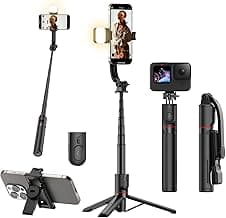 Joyful 41" Phone Selfie Stick Tripod with Light and Remote Control, Portable Tripod, Cell Phone Holder for iPhone 15/14/13 and Android Samsung S22/S23 image