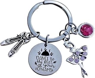 Dance Keychain Ballet Dancer Gift Dance Teacher Gift Dancing Dress Ballet Slippers charms Keyring image