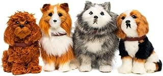 THE QUEEN'S TREASURES 18 Inch Doll Pets, Set of 4 Puppy Dog Pets for 18 Inch Dolls, Compatible for Use with American Girl Dolls