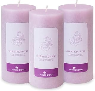 Cashmere Rose Pillar Candles (3-Pack) – Elegant Rose-Scented Candles for Home, Long Lasting & Non-Toxic – Giftable Set for Relaxation & Decor
