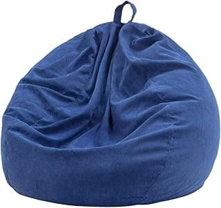Nobildonna Bean Bag Chair Cover (No Filler) for Kids and Adults,Beanbag Stuffed Animal Storage Without Filling Plush Toys Holder and Organizer Soft Premium Corduroy 200L (Dark Blue)