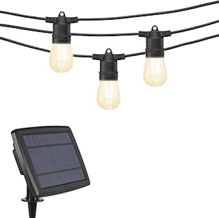 Beams S14 Bulb Solar LED Weatherproof Outdoor String Lights, 27 feet, Black image