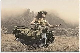 Posters Scenic Poster Girl Dancing on The Lawn Hawaiian Hula Inspirational Poster (2) Canvas Art Posters Painting Pictures Wall Art Prints Wall Decor for Bedroom Home Office Decor Party Gifts 20x30i image