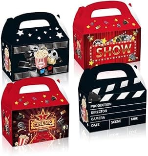PARTYSTADL 12Pcs Movie Theme Party Decorations Boxes, Movie Night Party Supplies Candy Boxes Birthday Party Favors Decorations Party Gift Boxes for Boys Girls Baby Shower Party Supplies image