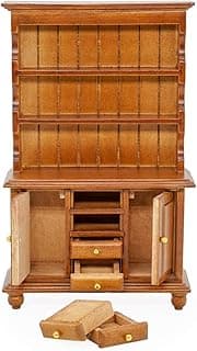 Odoria 1/12 Miniature Cabinet Cupboard Hutch Dollhouse Furniture Accessories, Brown image