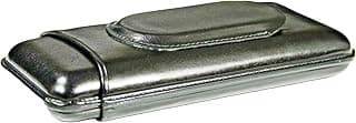 Martin Wess Cigar Case 593C Cowhide Leather Black / 3 Corona / Goat Leather Insert / Cutter Compartment / Cutter Transparent / Made in Germany image