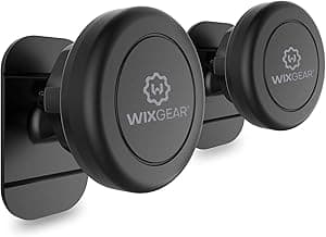 WixGear Magnetic Car Mount, Universal Stick On Mount (2 Pack) Dashboard Magnetic Phone Holder for Car, for Cell Phones and Mini Tablets with Fast Swift-snap Technology, Strong Phone Mount for Car image