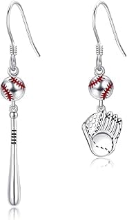 Baseball Earrings for Women 925 Sterling Silver Baseball Dangle Earrings Baseball Ball Drop Jewelry for Women Sport Lover image