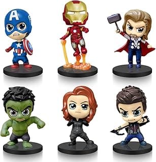 6 Pcs Superhero Anime Movie Adventures Action Figures Set,Super Hero Toys,Hero Cake Toppers Collectibles with Bases for Boys & Girls' Birthday Party Favors Supplies Decorations image
