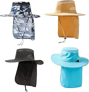 4pack UV Protection Sun Hat with Neck Flap for Men Women, Breathable Summer Hot Weather Work Hat SPF UPF 50+ Sunhat for Fishing, Safari, Outdoor Adventure, Gardening, Camping, Travel, Yardwork, Hiking image