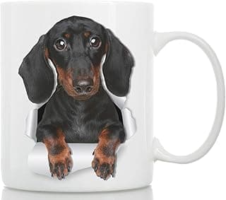 Winston & Bear Cute Dachshund Mug - Ceramic Black Dachshund Coffee Mug - Perfect Dachshund Gifts - Funny Cute Sausage Dog Coffee Mug for Dog Lovers - Wiener Dog Coffee Mug (11oz) image
