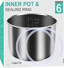 Stainless Steel Inner Pot Compatible with Instant Pot 6 Qt, Original Cooking Pot for 6 Quart InstaPot Replacement Pot, Polished Surface Non-Stick and 2 Sealing Rings for Insta Pot Cooker image