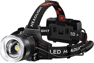 LED Rechargeable Headlamp, 900000 Lumens Super Bright with 5 Modes & IPX7 Level Waterproof USB Rechargeable Zoom Headlamp, 90° Adjustable for Outdoor Camping, Running, Cycling, Climbing, Home image