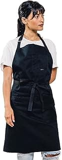 Caldo Daily Cotton Kitchen Apron for Cooking- Mens and Womens Professional Chef or Server Bib Apron - Adjustable Straps with Pockets and Towel Loop (Black) image