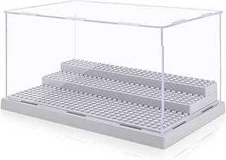 Mlikero Display Case for Minifigures Action Figures Blocks, Removable Minifigure Display Case Box Storage for Collection Bricks Blocks Toys, Grey… image