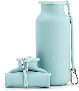 Collapsible Water Bottles 20 oz, Leak Proof, BPA Free Foldable Silicone Travel Water Bottle Cups for Taveling, Outdoors, On the go, Sage Green image