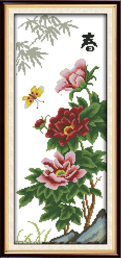 Rosyfoxes Cross Stitch Kits Stamped Full Range of Embroidery Starter Kits for Beginners DIY- Printed Kits A Tender Spring(Printed) 11CT10.6x24 inches