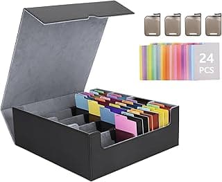 Card Storage Box For Trading Cards With Dedicated Card Supporters,3000+ Mtg Deck Box With 24 Colorful Divider Tabs,Trading Card Storage Fits For Magic Game Cards (Black and Grey) image