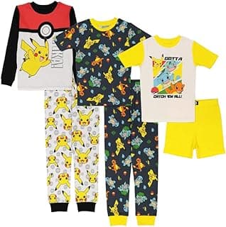 Pokemon Boys' 6-Piece Snug-fit Cotton Pajama Set, Soft & Cute for Kids image