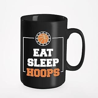 Eat Sleep Hoops Basketball, Black 15oz Ceramic Mug image