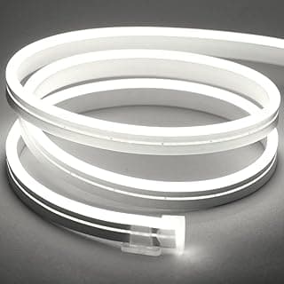 LED Neon Strip Lights, 6500K White 12V/16.4ft, Flexible Diffuser, Cuttable & Bendable Waterproof Silicon, for Decor, Indirect Lighting & Sign Custom. [Power Adapter not Included] image