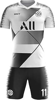 ORKY Men Customize Soccer Jersey with Short, Personalized Name Number Team Outfit, Custom Made Footbal Tournament Uniform image