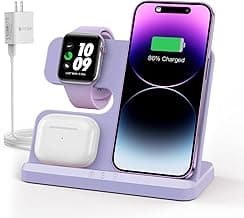 3 in 1 Charging Station for Apple Wireless Charger for iPhone 16 15 14 13 12 11 X 8 & for Apple Watch Charger Wireless Charging Station for Multiple Devices for AirPods 4 3 Pro