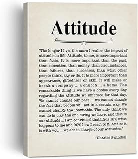 Inspirational Wall Decor Attitude Quote Canvas Painting Framed Wall Art Decor for Home Office, Motivational Canvas Poster Print Decorative Gift image