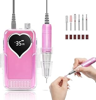 Nail Drill Electric File: 35000RPM Rechargeable Nail Drill Machine, Portable Cordless E-File Nail Kit with Bits for Acrylic Nails Remove Nail Gel Polish Manicure