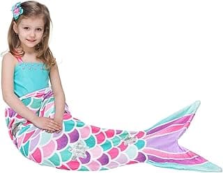 WERNNSAI Mermaid Tail Blanket - Plush Mermaid Wearable Blanket for Girls Teens All Seasons Soft Flannel Snuggle Blanket Mermaid Scale Sleeping Bag 55" x 24" (Pink)
