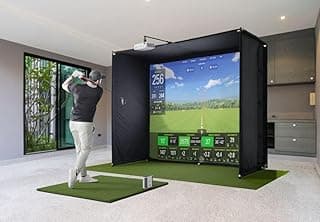 SkyTrak+ Golf Simulator Studio Pro Package - SkyTrak+ Launch Monitor, Protective Shield, Enclosure, Simulator Software, Hitting Mat, Projector and Ball Tray