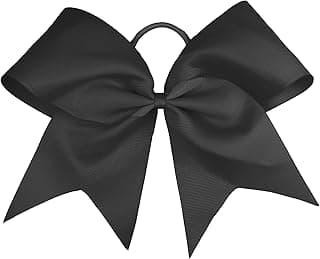 Cheerleading Hair Bows with Elastic Ponytail Holders - Cheerleader Gifts, Breast Cancer Awareness, 6 Hair Bows for Girls and Women (2pc) image